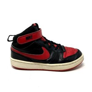 Nike Youth 2.5 Court Borough Mid 2 Td Trainers Black Red Bred Shoes CD7783-003